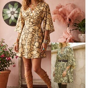 Ambaar Bazaar Handmade Boho Fairycore Prairie Mini Dress